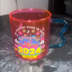 2024 Disneyland Mickey and Minnie Glass Coffee Mug Brand New